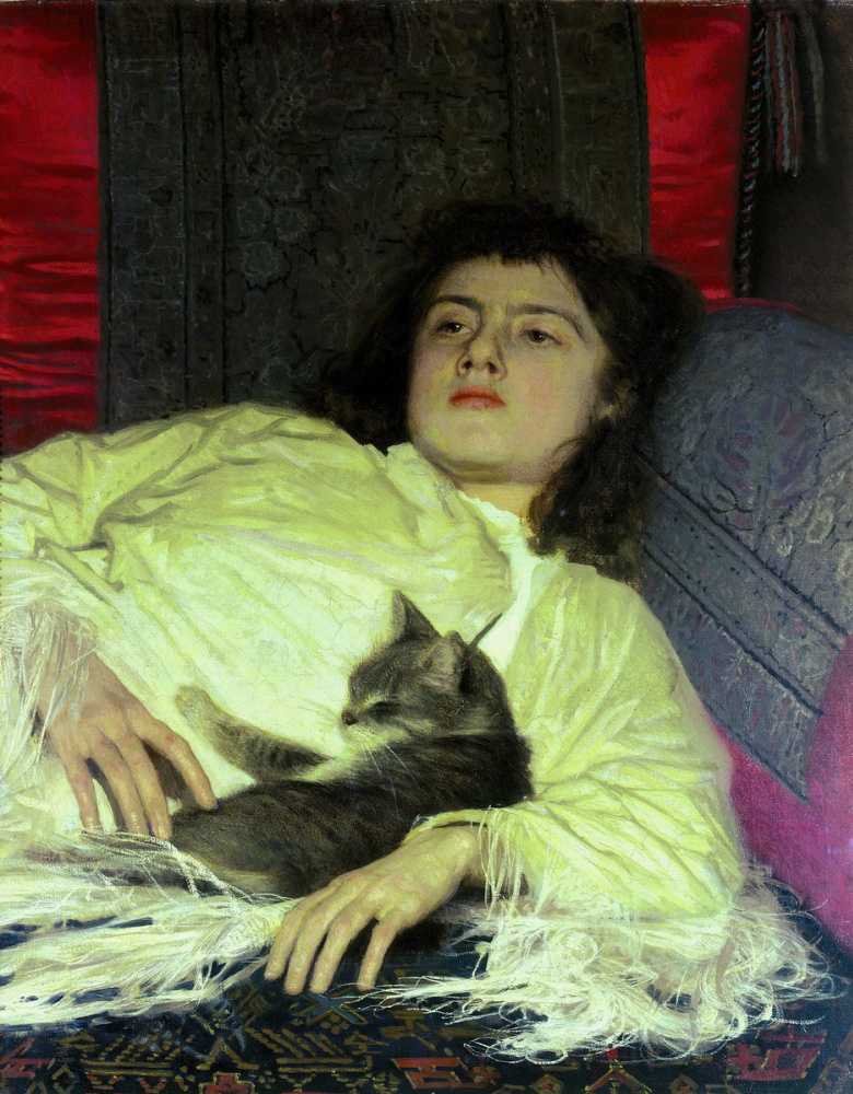 Ivan Nikolayevich Kramskoy. 一只猫的女孩（Sofya Ivanovna Kramskaya）