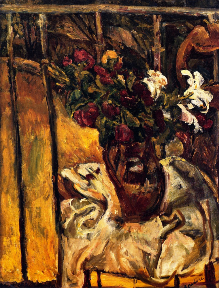 Chaim Soutine. A bouquet of flowers on the balcony