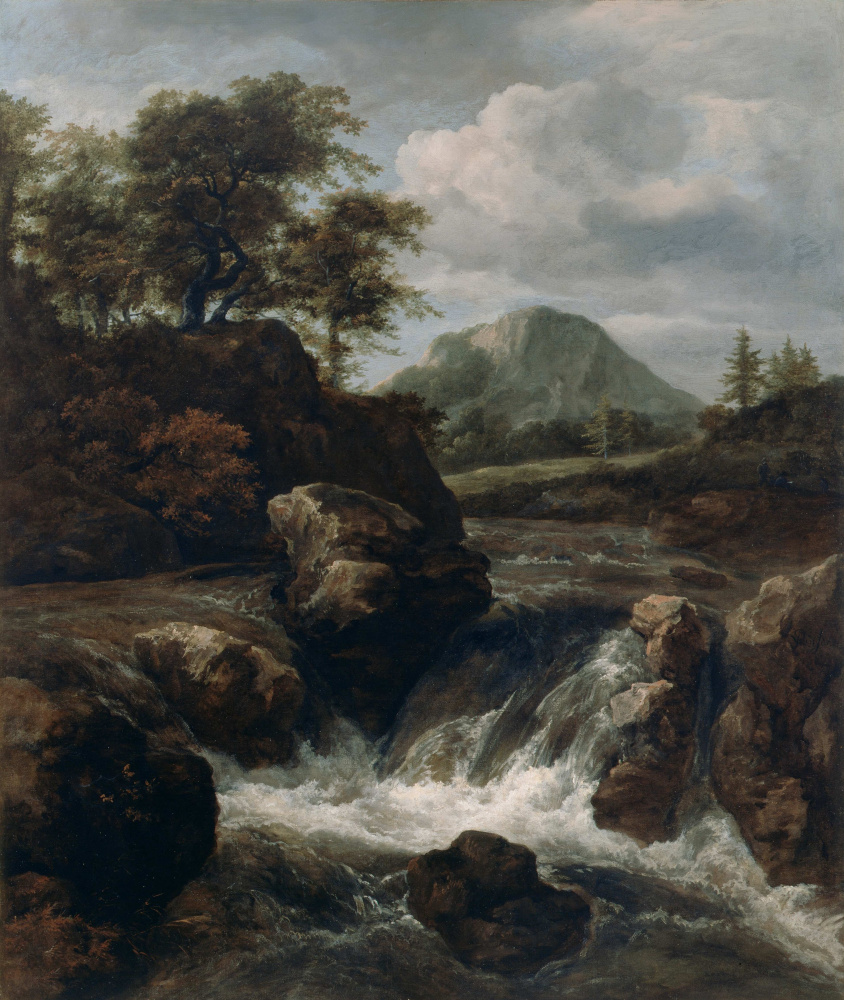 Jakob van Isaacs Ruisdael. Mountain landscape with a waterfall