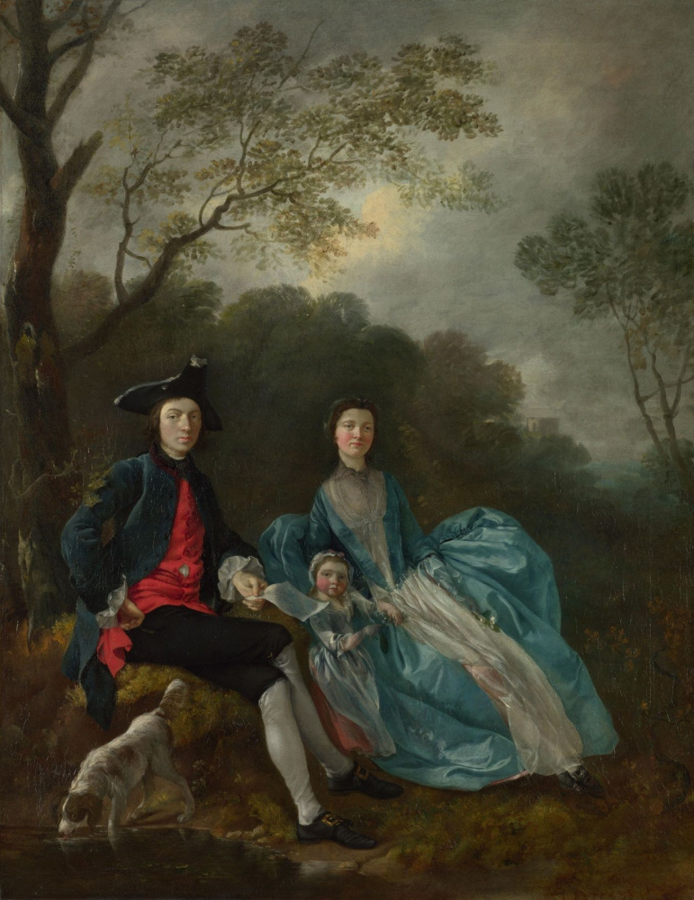 Self-portrait with wife Margaret and eldest daughter Mary