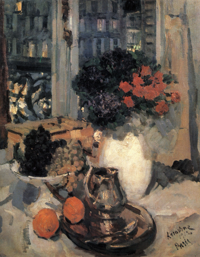 Konstantin Korovin. Cloves and violets in a white vase