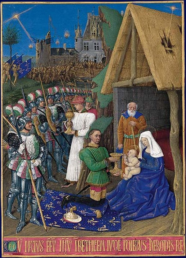 Jean Fouquet. The adoration of the Magi. Miniature from "book of Hours of étienne Chevalier"