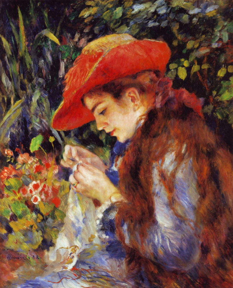 Pierre Auguste Renoir. Retrato de Maria Theresa Durand-Ruel para coser