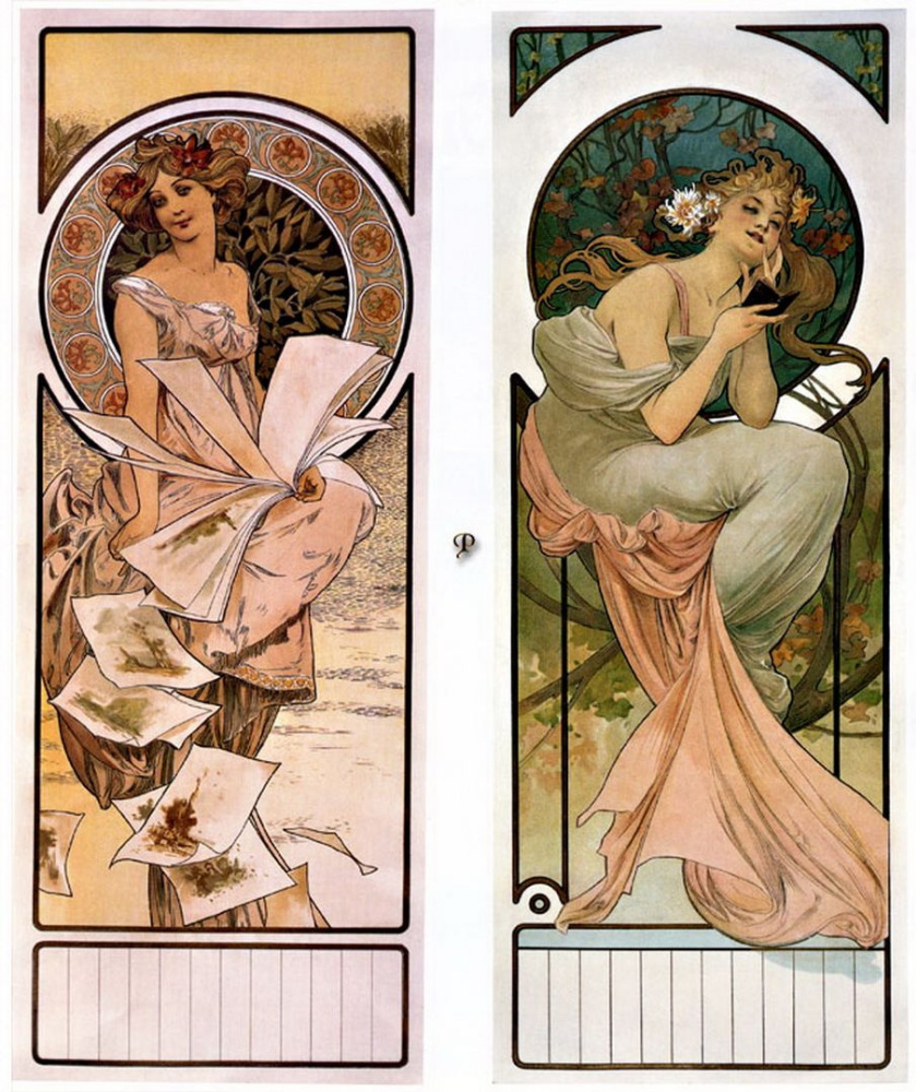 Alfonse Mucha. Calendar Champagne