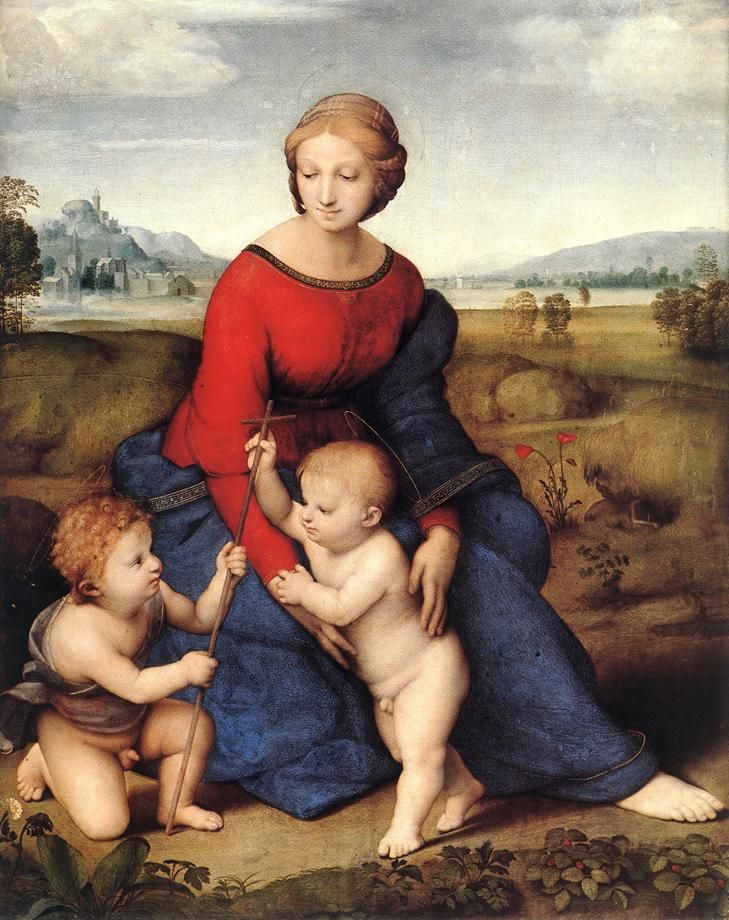 Raphael Sanzio. Madonna in green (Madonna in the meadow or Belvedere Madonna)