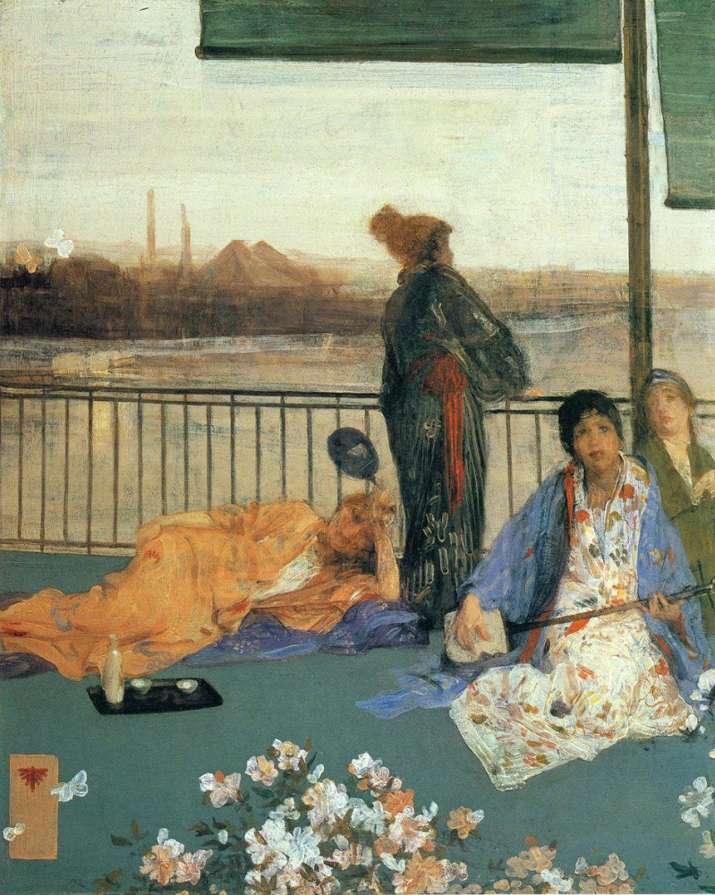 James Abbot McNeill Whistler. Variations in flesh color and green: the Balcony