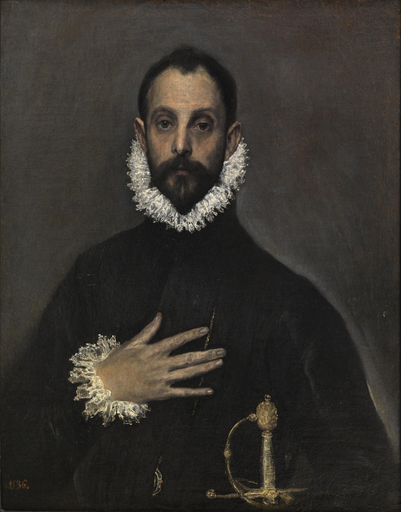 Domenico Theotokopoulos (El Greco). Knight with hand on breast