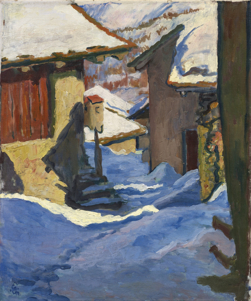 Giovanni Giacometti. Snow-covered houses in Capolago