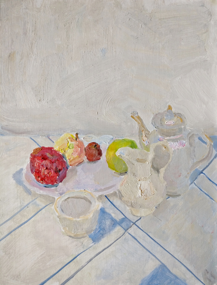 Samir Rakhmanov. White Still Life with Apples