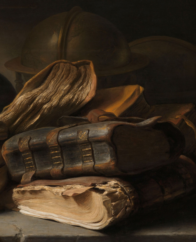 Jan Lievens. Still life with books. Fragment. Books and globe