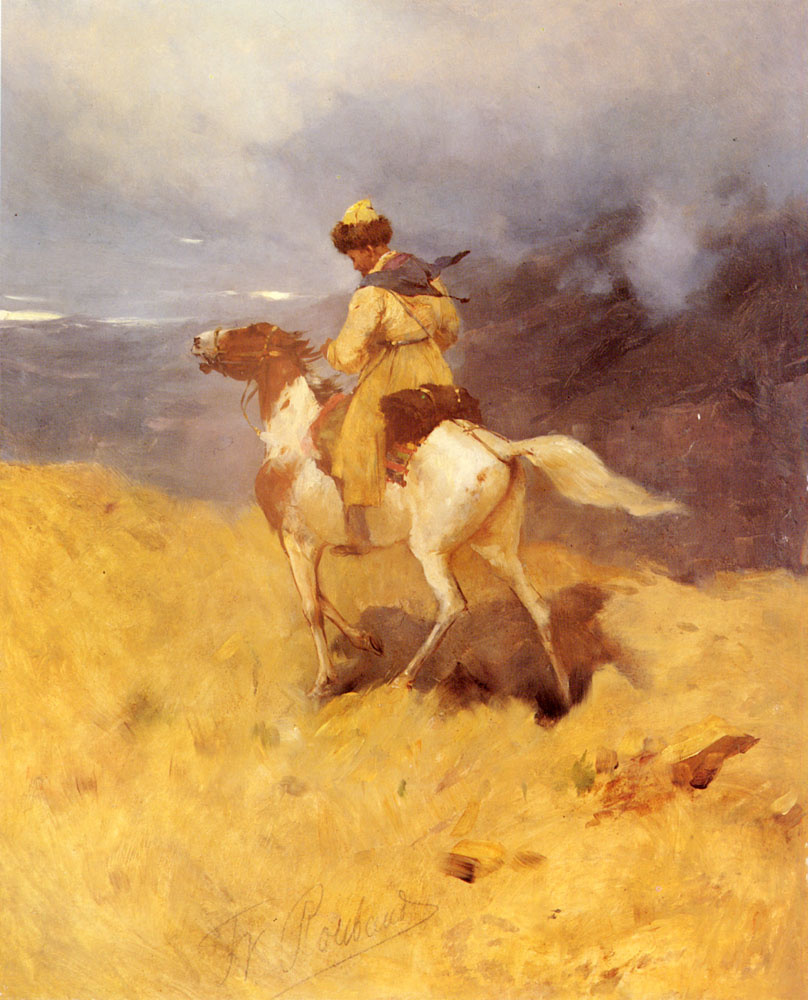 Franz Alekseevich Roubaud. Rider and mountain landscape
