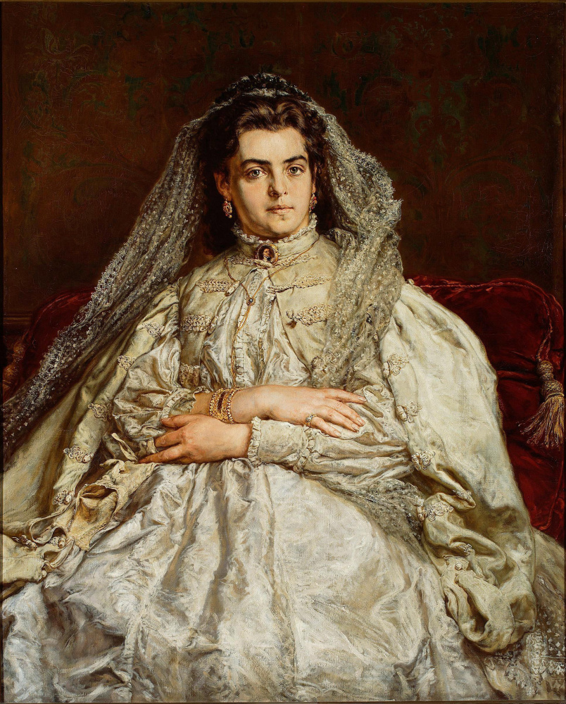 Ян Матейко. Теодора Джибультовска Матейко, жена художника, в свадебном платье