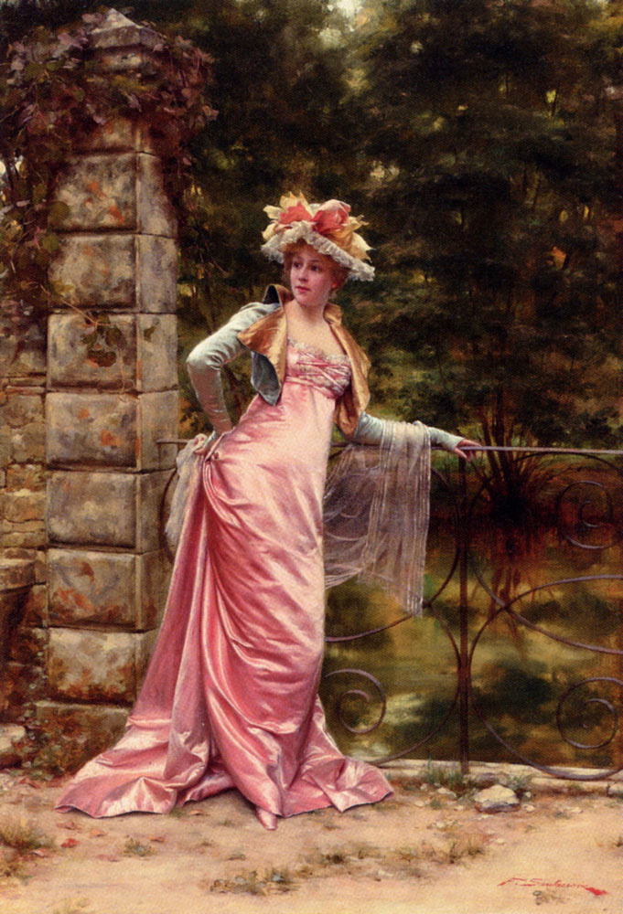 Frederick Soulacroix. Chica en un vestido rosa