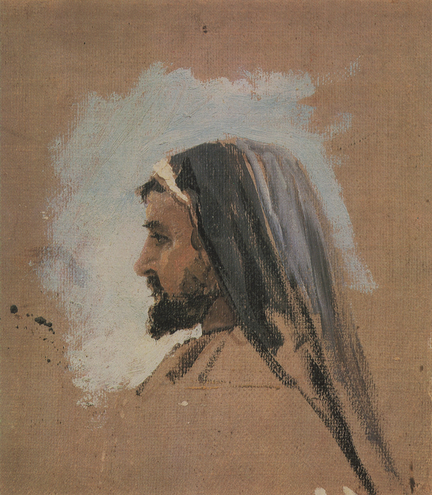 Vasily Polenov. K. A. Korovin. Sketch of head of Christ for the painting "On the sea of Galilee (Genisaretsky) lake"