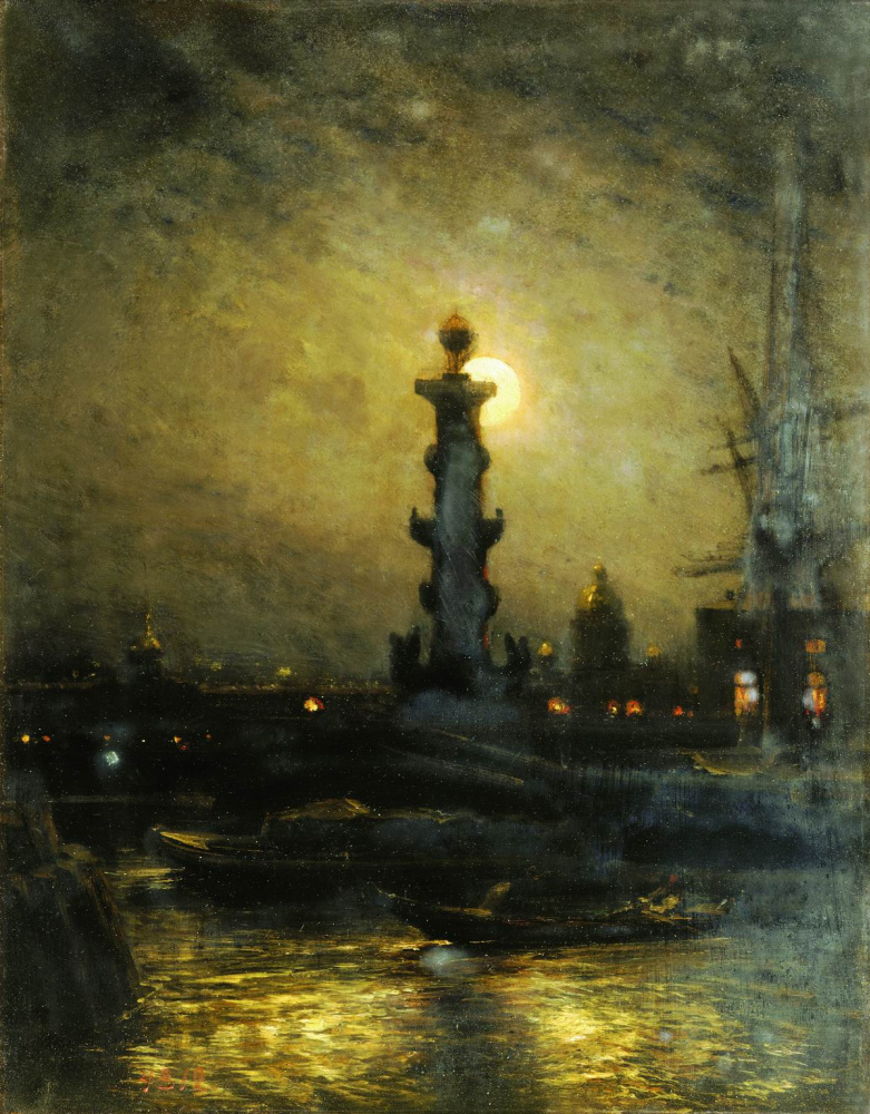 Alexey Petrovich Bogolyubov. Exchange at night. Petersburg