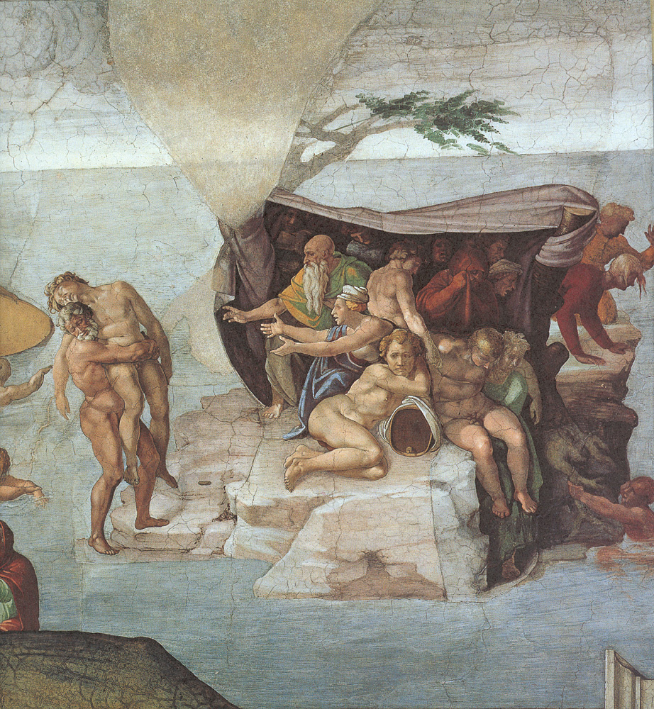 Michelangelo Buonarroti. The ceiling of the Sistine chapel. Genesis. The Story Of Noah. The flood. The right view.