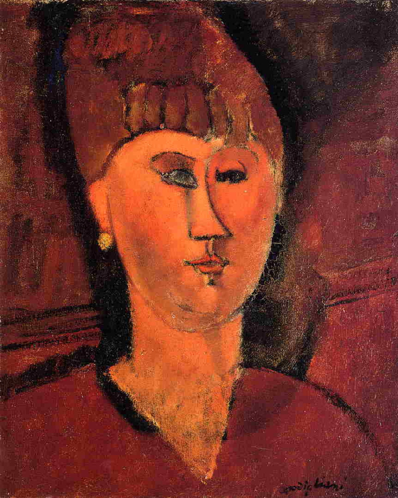 Amedeo Modigliani. 一名俄国妇女的画象有红色头发的