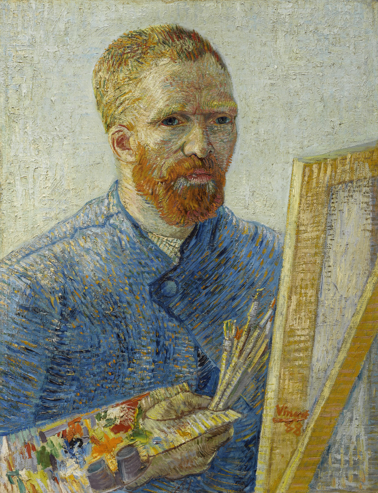 Vincent van Gogh. Self portrait in front of an easel
