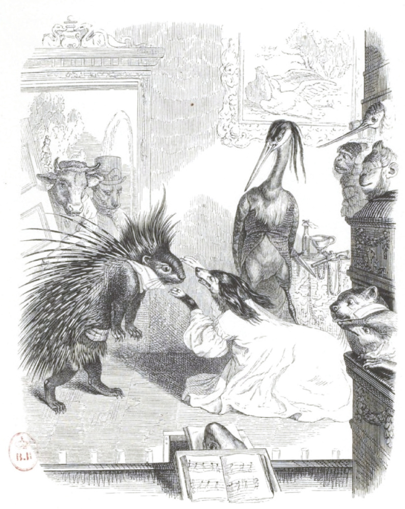 Jean Ignace Isidore Gérard Grandville. Dramatic final of Act IV. "Scenes of public and private life of animals"