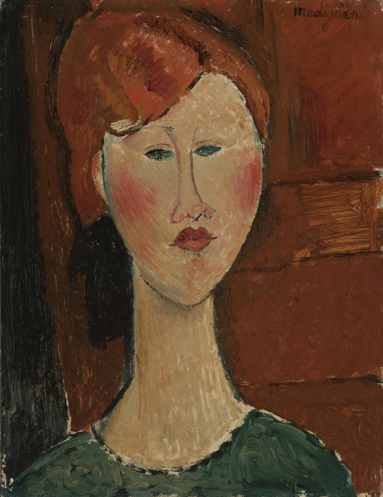 Amedeo Modigliani. 一名妇女的画象有红色头发的