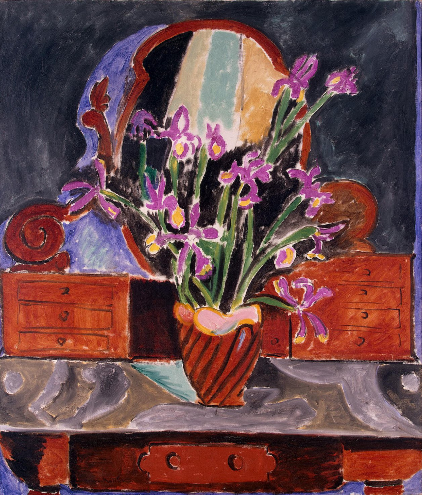 Henri Matisse 有鸢尾花的花瓶, 1912, 101×118 厘米：作品描述| Arthive