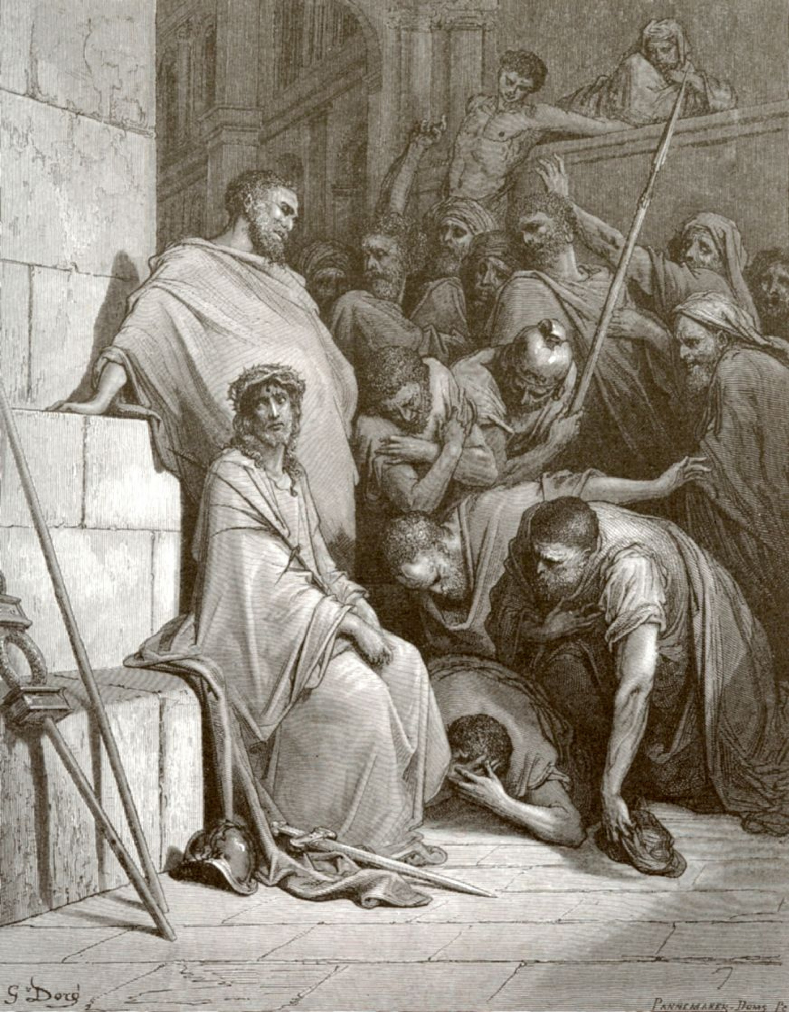 Paul Gustave Dore Warrior Abuse of Jesus Christ, 1878: Description