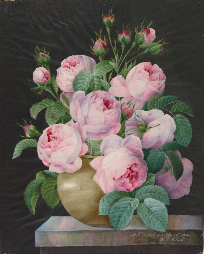 Pierre-Joseph Redoute. Roses roses dans un vase