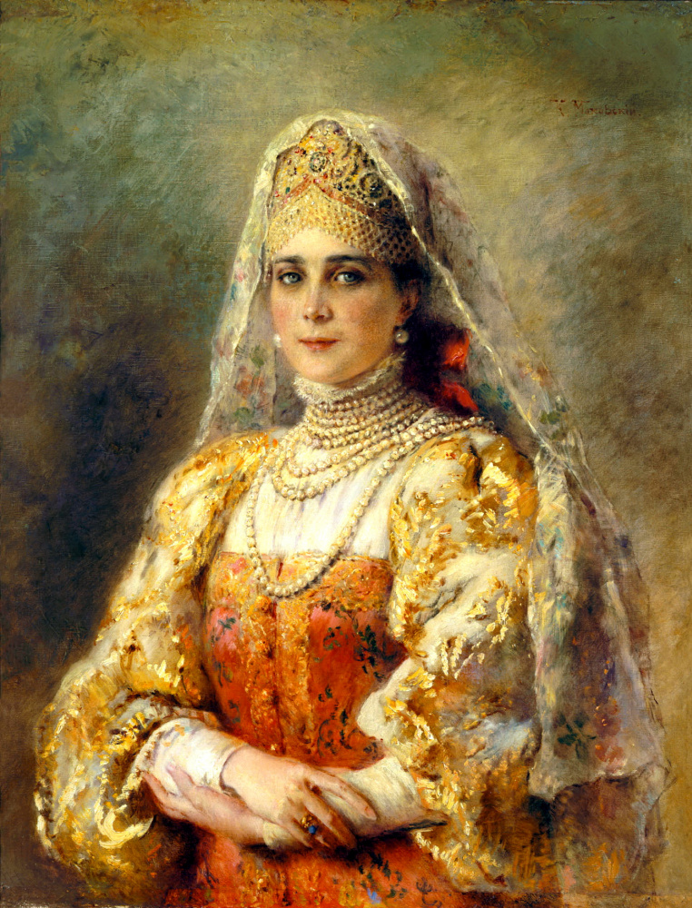 Konstantin Makovsky. Portrait of Princess Zinaida Nikolaevna Yusupova in Russian costume