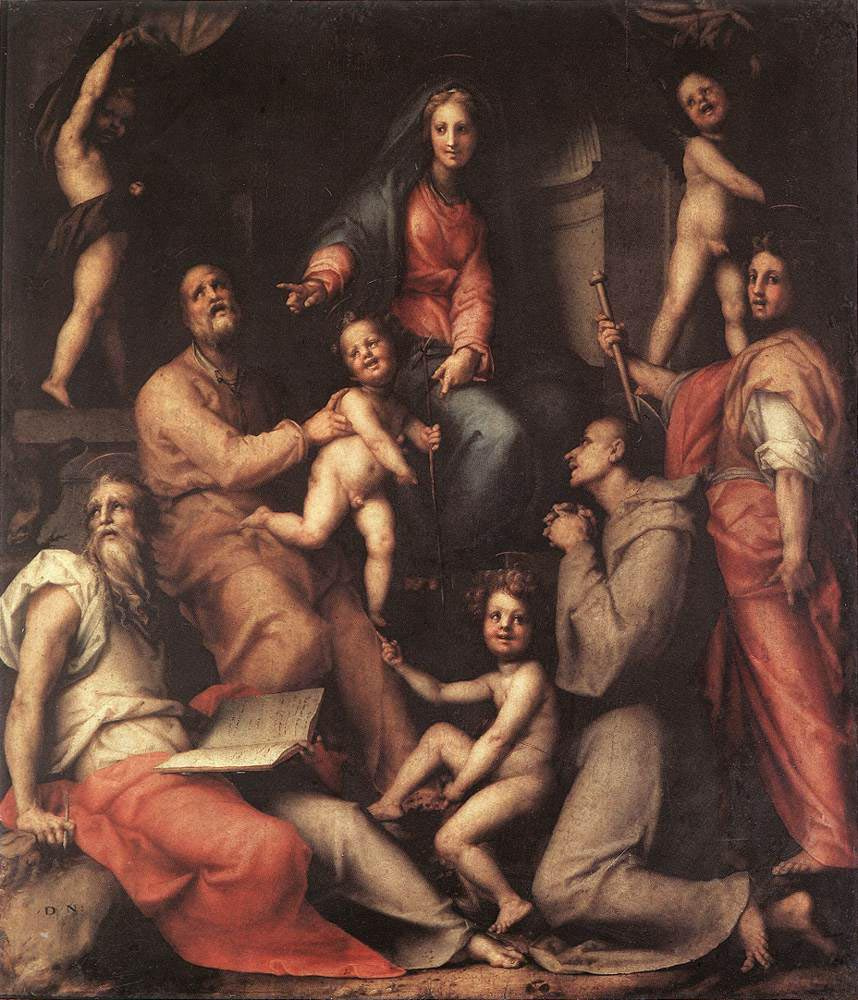 Jacopo Pontormo. Altar Pucci. Madonna on the throne, angels and saints