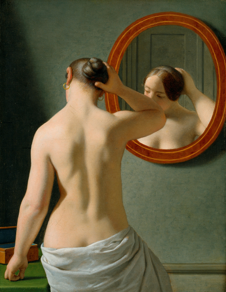 Christopher Wilhelm Eckersberg. Woman in front of a mirror