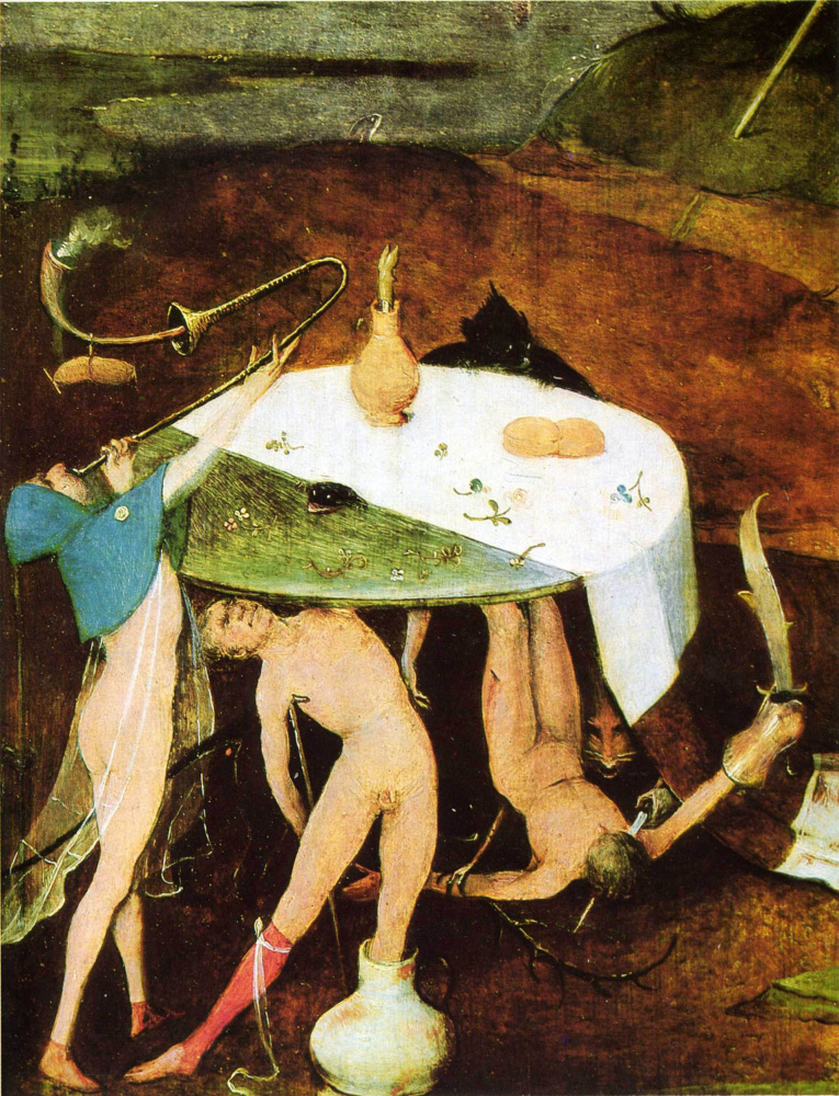 Hieronymus Bosch. The Temptation Of St. Anthony. Right wing of a triptych. Fragment