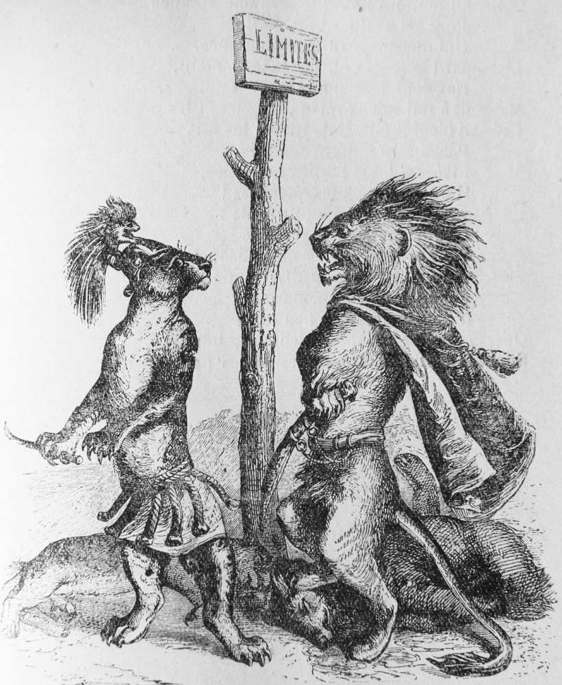 Jean Ignace Isidore Gérard Grandville. The Lion and the Leopard. Illustrations to the fables of Florian