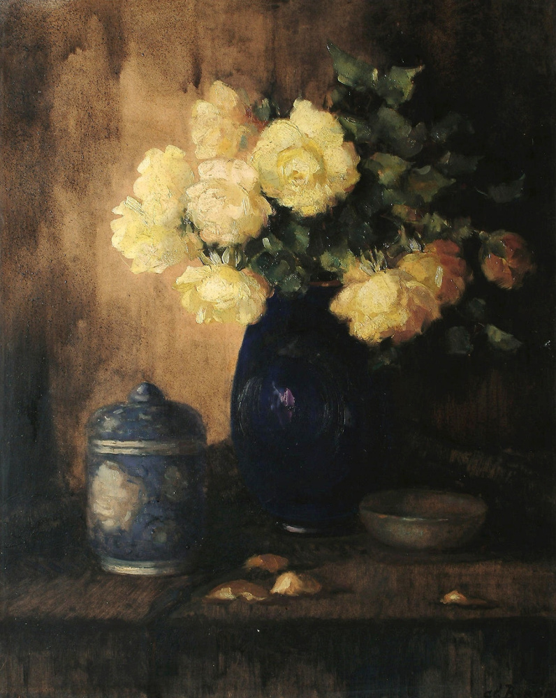 Leonid Isaakovich Frechkop. Still life with yellow roses.