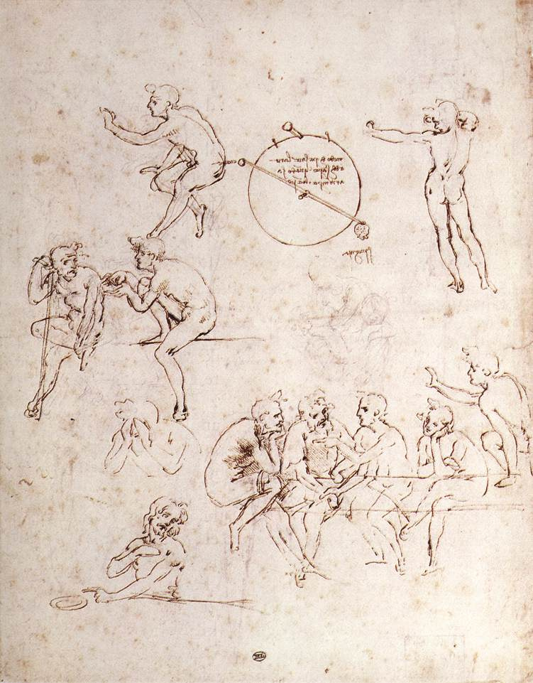 Leonardo da Vinci. Sketches of various figures