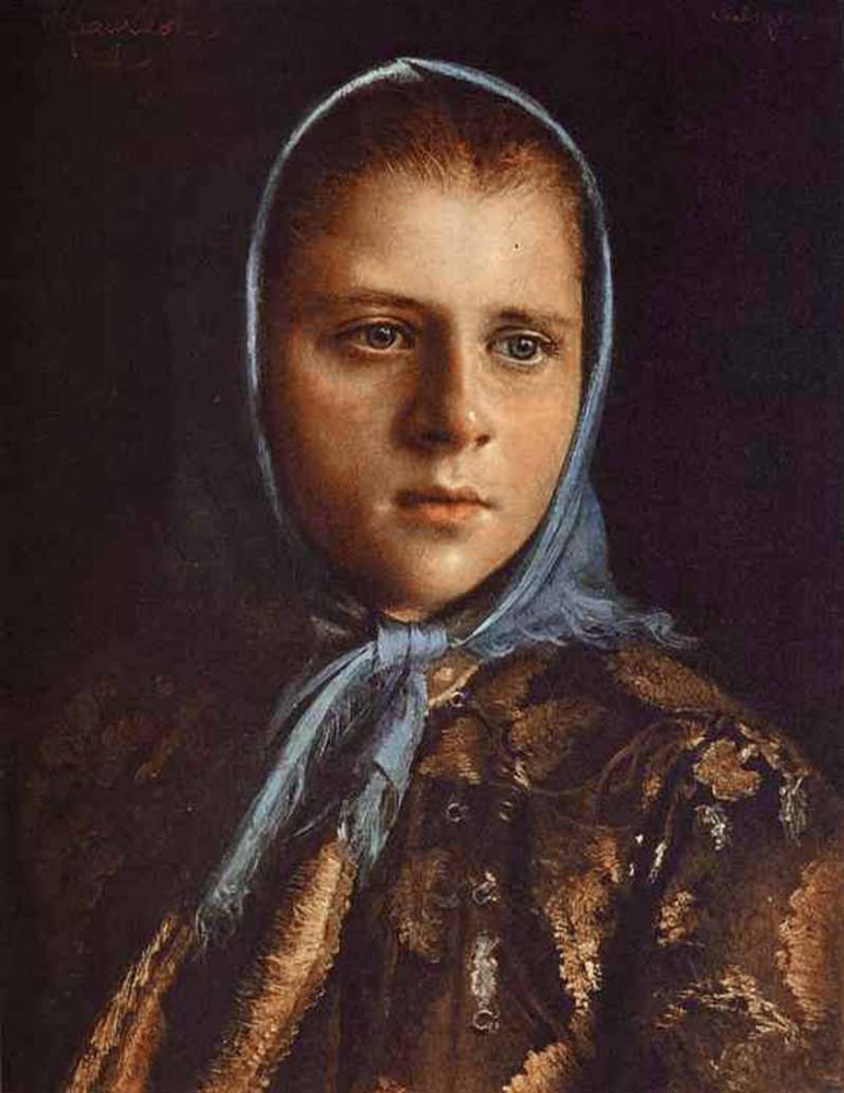 Ivan Nikolayevich Kramskoy. Russian girl in a blue shawl