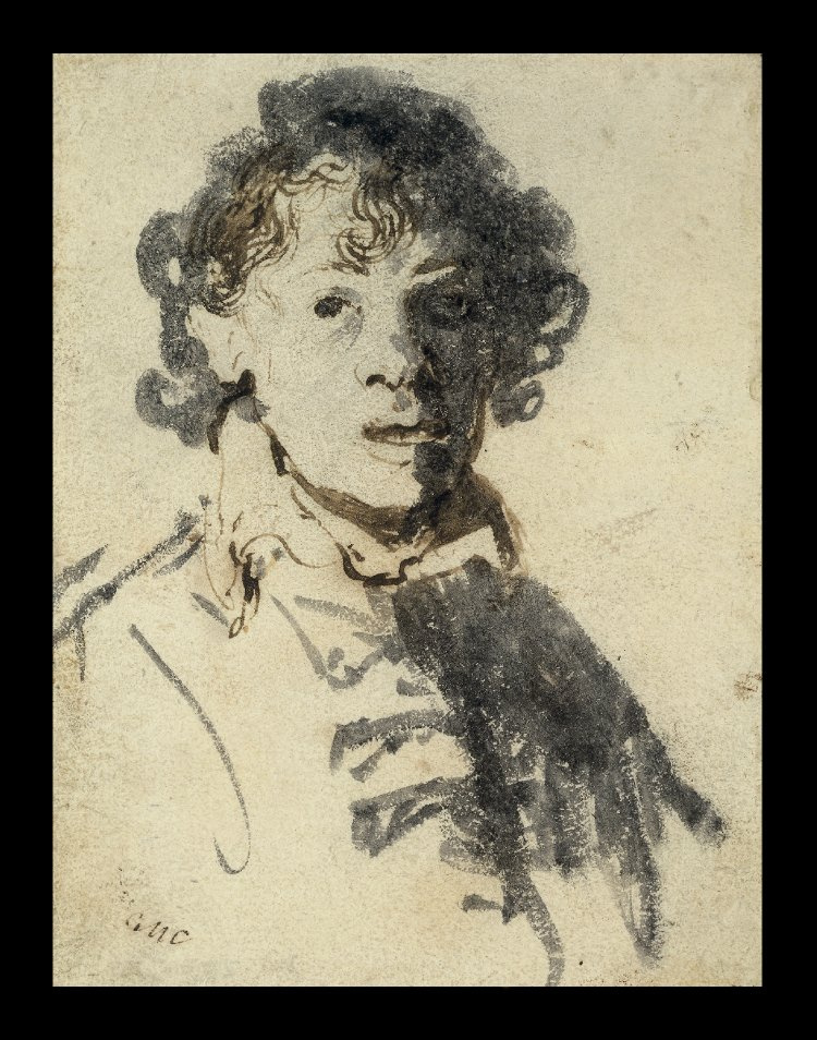 Rembrandt Harmenszoon van Rijn. 自画像张开嘴