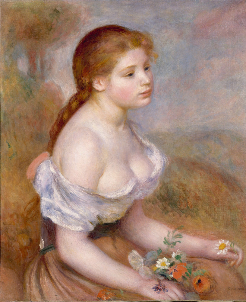 Pierre-Auguste Renoir. Young girl with daisies