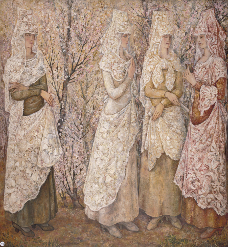 Natalia Goncharova. Primavera. Spagnoli bianchi