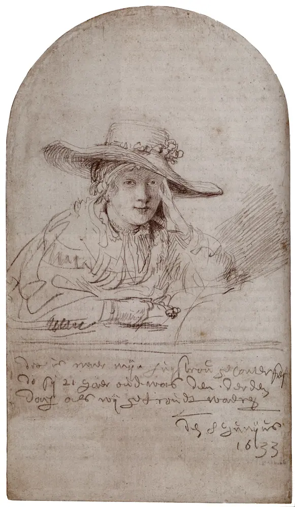 Rembrandt Harmenszoon van Rijn. Saskia-the bride (Saskia in a straw hat)