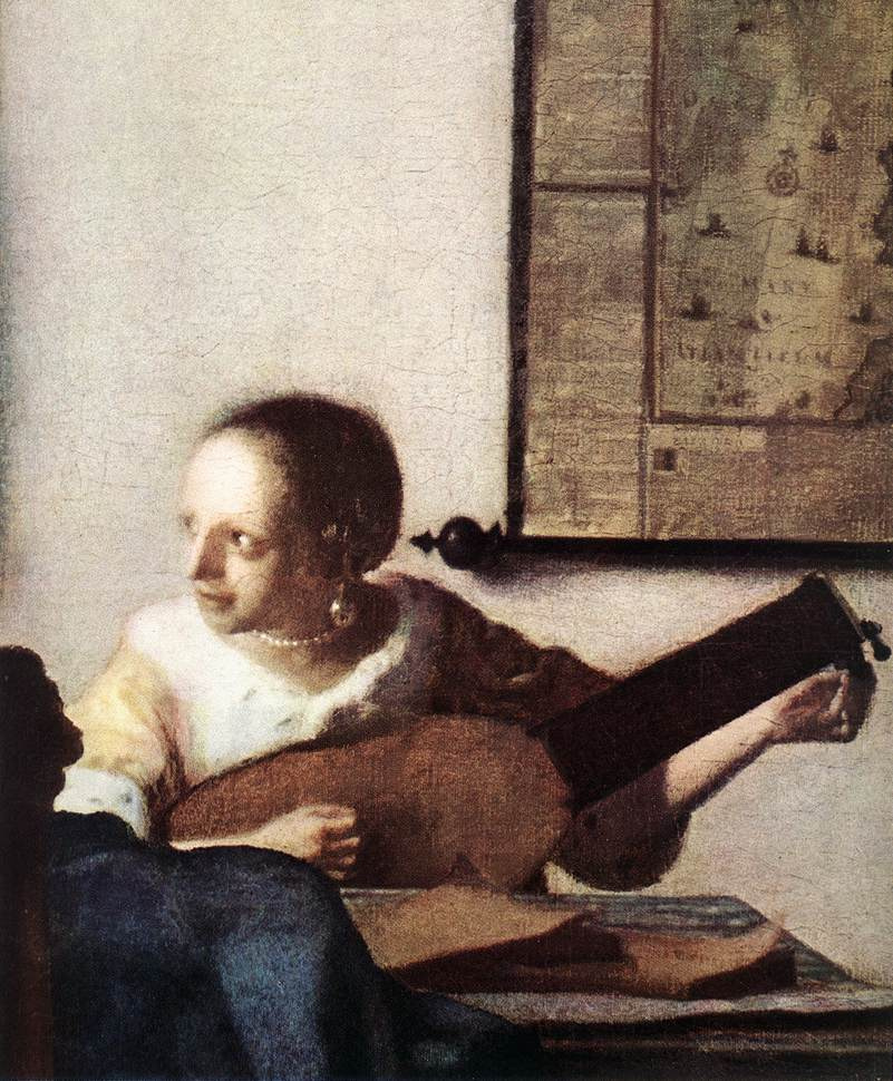 Jan Vermeer. Woman with a lute. Fragment