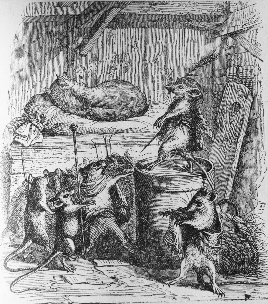 Jean Ignace Isidore Gérard Grandville. Cat and Rats. Illustrations to the fables of Florian