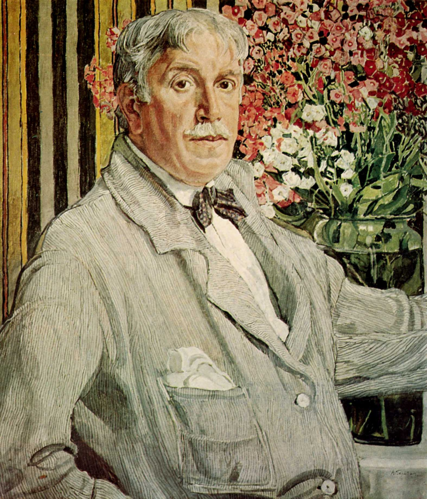Alexander Jakowlewitsch Golowin. Self portrait with striped fabric