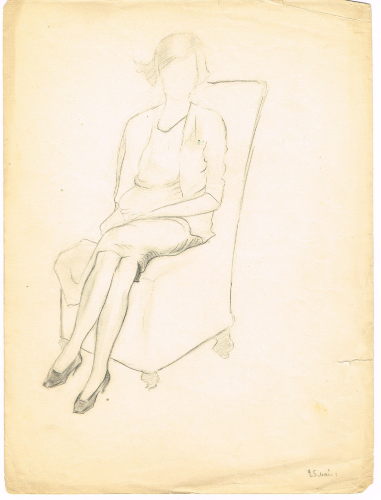 Unknown artist. A female figure in a chair