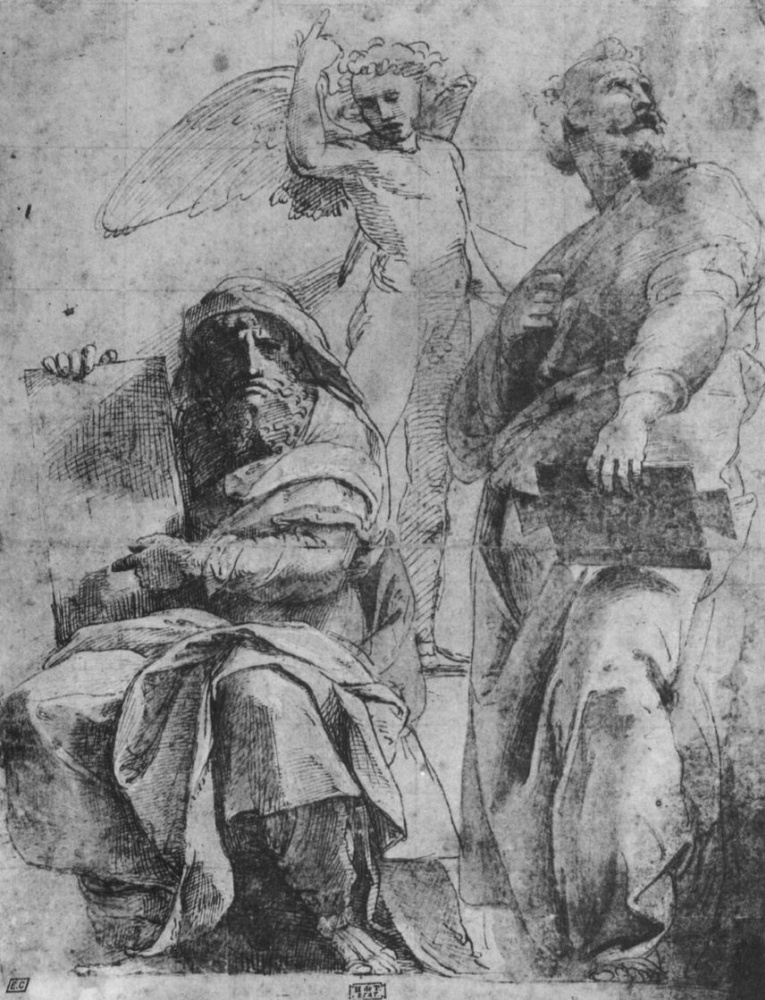 Raphael Sanzio. The prophets Jonah and Hosea. Sketches for the mosaics of the Capella Chigi