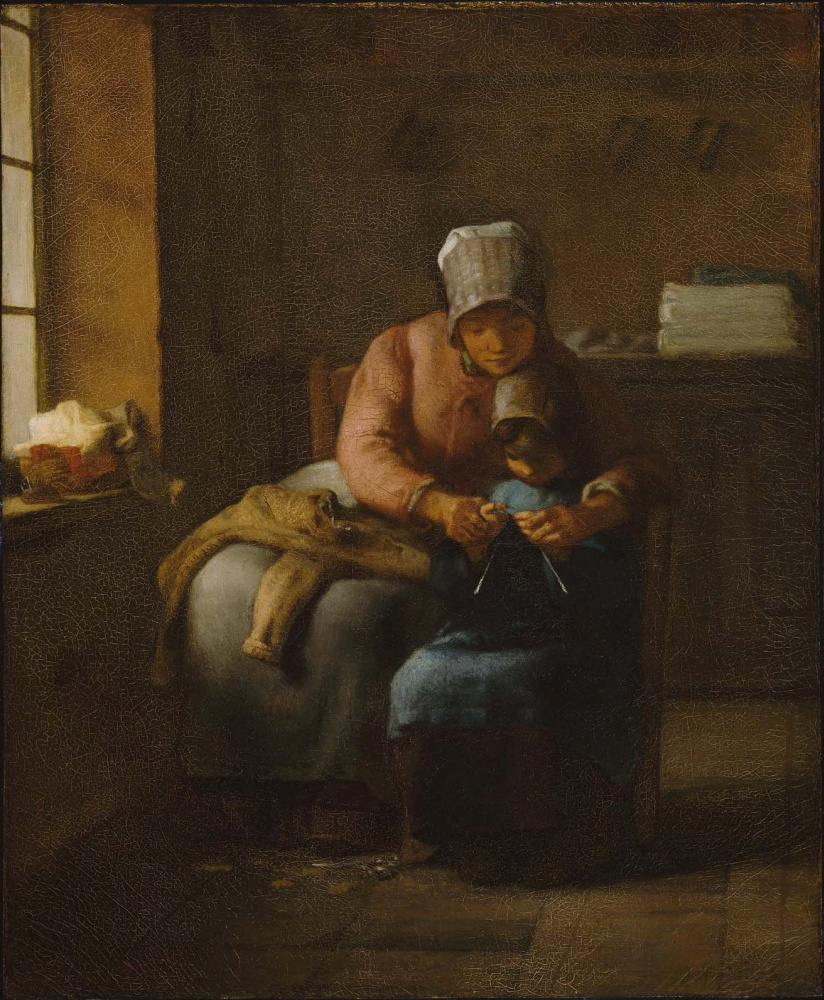 Jean-François Millet. Knitting lesson