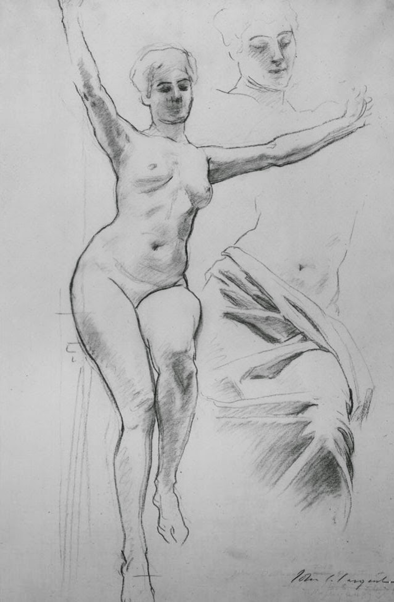 Sketch of a naked woman for 