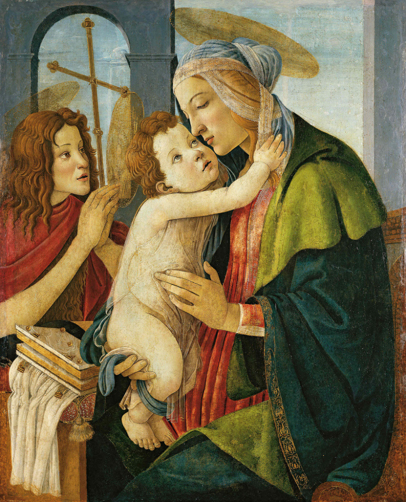 Sandro Botticelli. Madonna and child with young John the Baptist