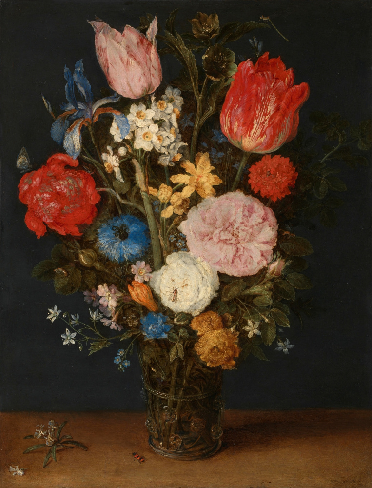 Jan Bruegel The Elder. Still life with flowers in a glass vase. 1608-1610