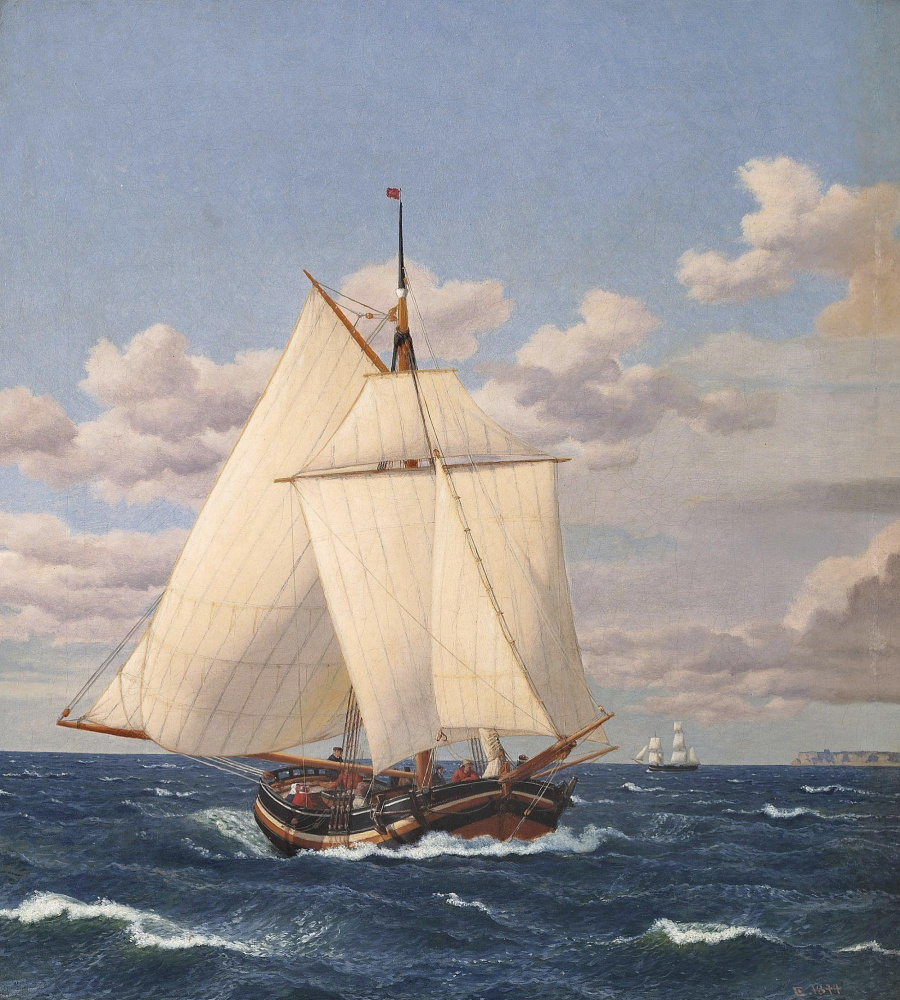 Christopher Wilhelm Eckersberg. Yacht off the coast of Stevns