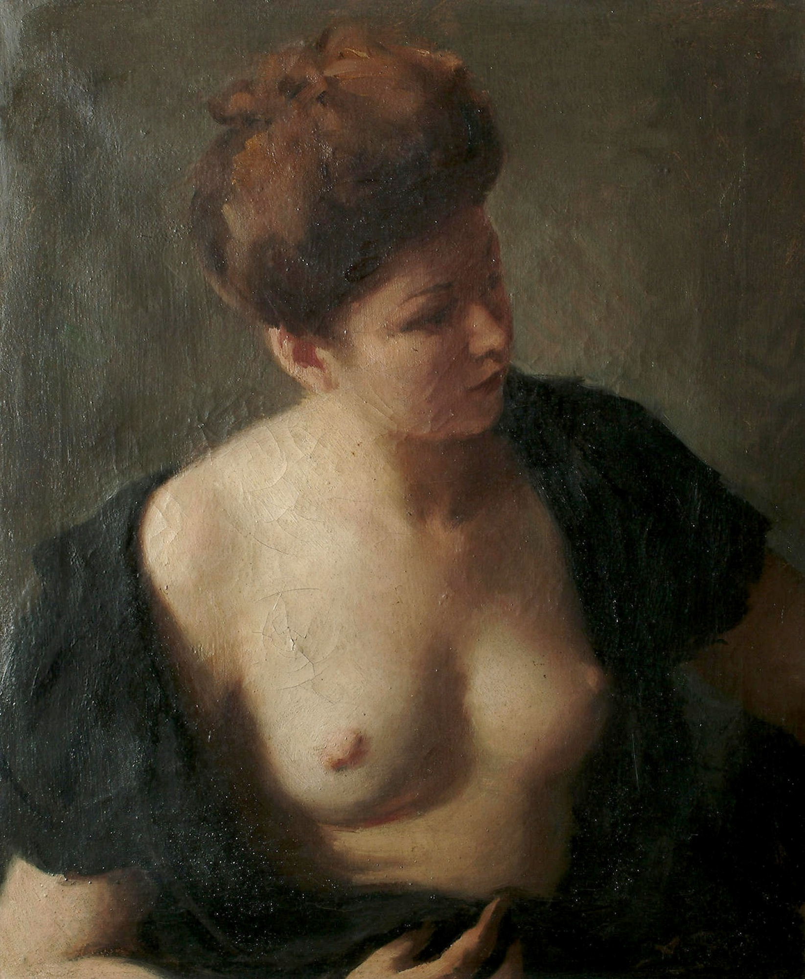 A woman with bare Breasts., 51×61 cm by Leonid Isaakovich Frechkop:  History, Analysis & Facts | Arthive